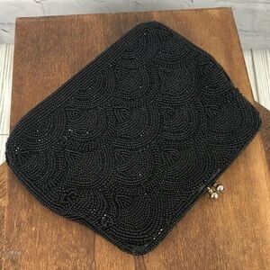 Vintage Hand Beaded Scallop Patterned Clutch